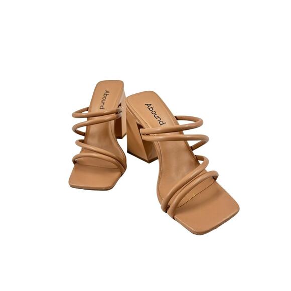 Abound Women Austyn Block Heel Strappy Sandals Size 5 Slide Faux Leather In tan - Picture 2 of 12
